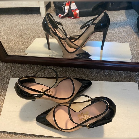 Salvatore Ferragamo black and pink retro Heels 7.5 - Picture 14 of 16